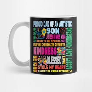 Autism Proud Dad Father Son Love Autistic Kids Autism Awareness Family Mug